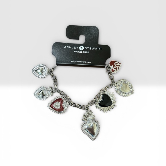 Ashley Stewart Jewelry - Ashley Stewart Silver tone and Red Heart Charm Bracelet